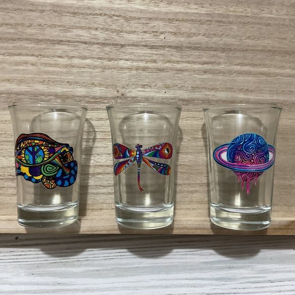 Shooter Shot Glass Hand Decorated Psychedelic One Of A Kind Dessert Cups - Picture 1 of 5